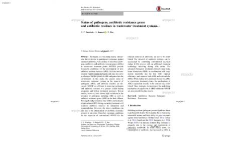 Status of pathogens, antibiotic resistance genes and antibiotic residues in wastewater treatment systems